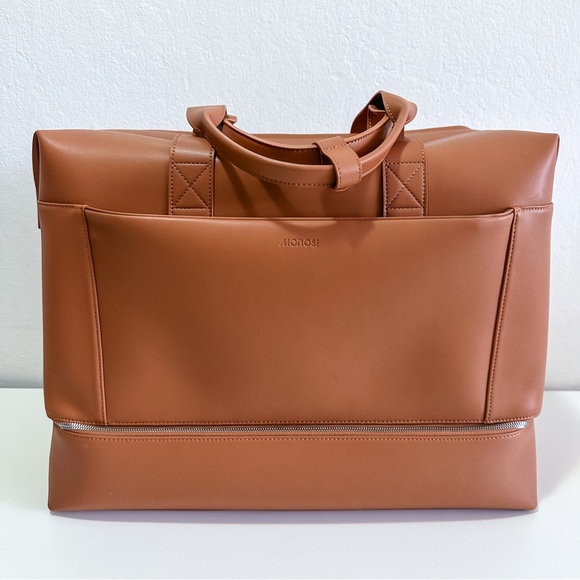 Monos Handbags - Monos Metro Saddle Tan Vegan Leather Weekender Travel Bag